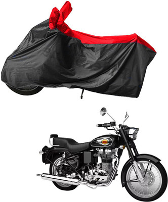 RiderShine Waterproof Two Wheeler Cover for Royal Enfield(Bullet 500, Black, Red)