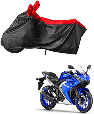RiderShine Waterproof Two Wheeler Cover for Yamaha(YZF R3, Black, Red)