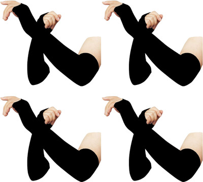 FStyler Polyester Arm Sleeve For Men & Women(Free, Black)