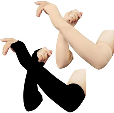 FStyler Polyester Arm Sleeve For Men & Women(Free, Black, Beige)
