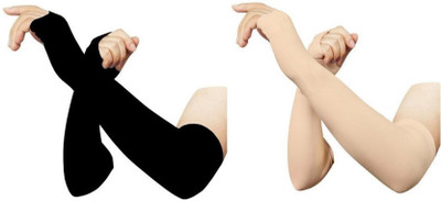 FStyler Polyester Arm Sleeve For Men & Women(Free, Black, Beige)
