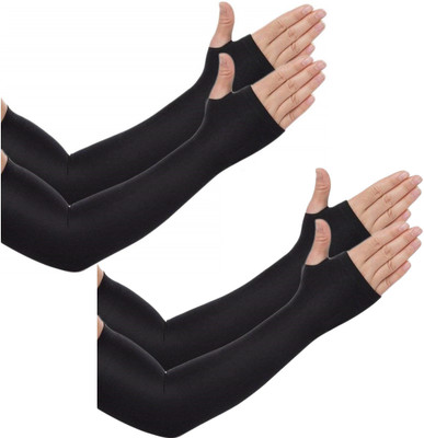 FStyler Polyester Arm Sleeve For Men & Women(Free, Black)