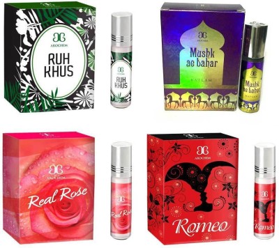 AROCHEM Romeo Ruh khus Real rose Mushk Ae Bahar Combo Floral Attar(Amber)