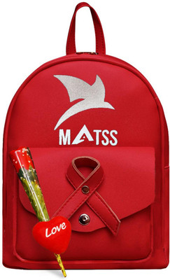 MATSS Valentine Special Trendy Backpack And Artificial Rose Combo 4 L Backpack(Red)