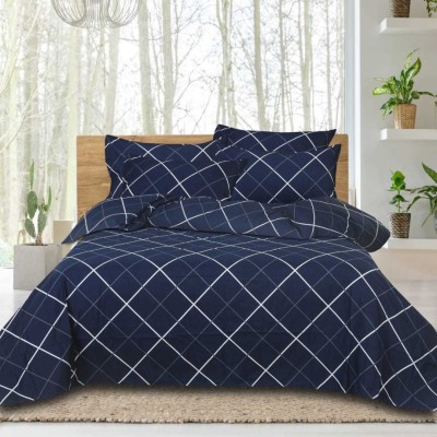 VORDVIGO 220 TC Cotton Queen Abstract Flat Bedsheet(Pack of 1, Blue)