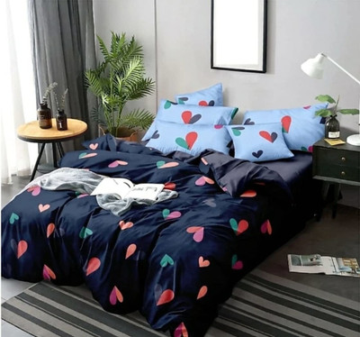 VORDVIGO 220 TC Cotton Queen Abstract Flat Bedsheet(Pack of 1, Blue)
