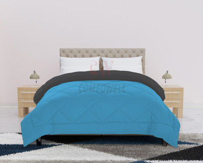 DORISTYLE Solid Single Comforter for  Heavy Winter(Poly Cotton, Sky Blue & Grey)