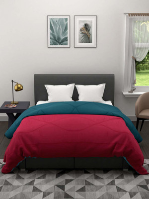 DORISTYLE Solid Single Comforter for  Heavy Winter(Poly Cotton, Patrol Blue & Pink)