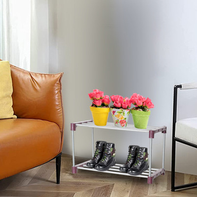 Flipkart Perfect Homes Studio Metal Shoe Stand(Maroon, 2 Shelves, DIY(Do-It-Yourself))