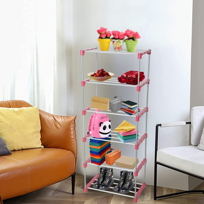 Flipkart Perfect Homes Studio Metal Shoe Stand(PLAIN PINK, 6 Shelves, DIY(Do-It-Yourself))