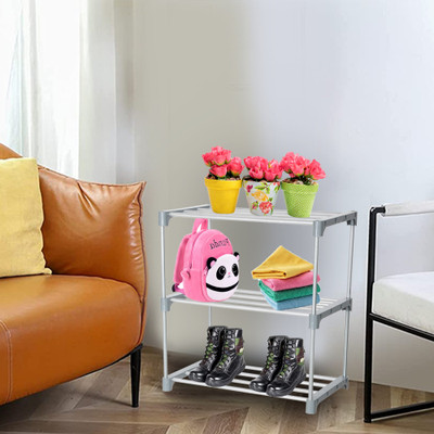 Flipkart Perfect Homes Studio Metal Shoe Stand(Grey, 3 Shelves, DIY(Do-It-Yourself))