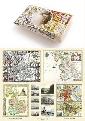 A Lancashire 1611 - 1836 - Fold Up Map that features a collection of Four Historic Maps, John Speed's County Map 1611, Johan Blaeu's County Map of 1648, Thomas Moules County Map of 1836 and a Plan of Lancaster and Preston from 1824. The maps also feature early Victorian views around Liverpool as wel