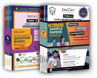 Educart Class 12 Term 2 Sample Papers + Question bank Bundle Combos of Physics , Chemistry , Maths and English Books (8 books) (Complete practice Chapter and Paper-wise) For 2022 Exam(Paperback, Educart)