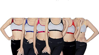 DISCRETE CREATION Women Sports Non Padded Bra(Multicolor)