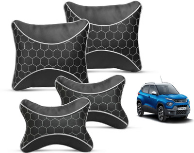 MOCKHE Black Leatherite Car Pillow Cushion for Tata(Square, Pack of 4)