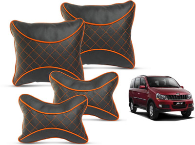 MOCKHE Red, Black Leatherite Car Pillow Cushion for Mahindra(Square, Pack of 4)