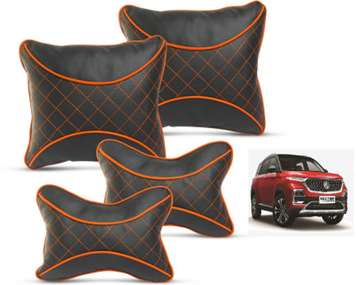 MOCKHE Black Leatherite Car Pillow Cushion for MG(Rectangular, Pack of 4)