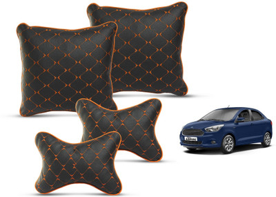 MOCKHE Red Leatherite Car Pillow Cushion for Ford(Square, Pack of 4)