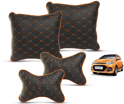 MOCKHE Red Leatherite Car Pillow Cushion for Hyundai(Square, Pack of 4)