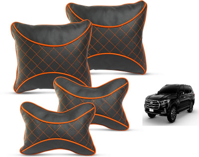 MOCKHE Black, Orange Leatherite Car Pillow Cushion for MG(Square, Pack of 4)