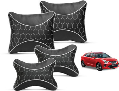 MOCKHE Black Leatherite Car Pillow Cushion for Toyota(Square, Pack of 4)