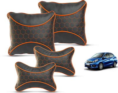 MOCKHE Red Leatherite Car Pillow Cushion for Honda(Square, Pack of 4)