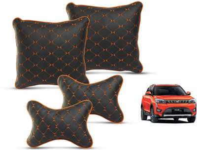 MOCKHE Black Leatherite Car Pillow Cushion for Mahindra(Square, Pack of 4)