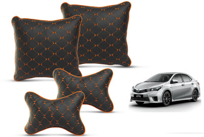 MOCKHE Red Leatherite Car Pillow Cushion for Toyota(Square, Pack of 4)