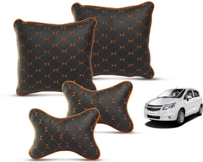MOCKHE Black Leatherite Car Pillow Cushion for Chevrolet(Square, Pack of 4)