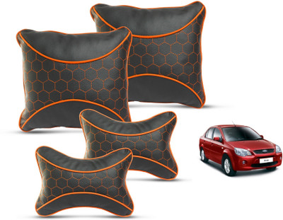 MOCKHE Red Leatherite Car Pillow Cushion for Ford(Square, Pack of 4)