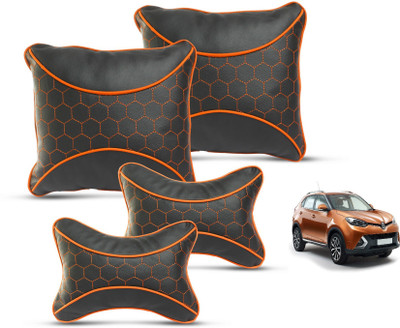 MOCKHE Black, Orange Leatherite Car Pillow Cushion for MG(Square, Pack of 4)