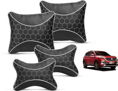 MOCKHE Black Leatherite Car Pillow Cushion for MG(Square, Pack of 4)