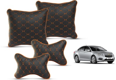 MOCKHE Red Leatherite Car Pillow Cushion for Chevrolet(Square, Pack of 4)