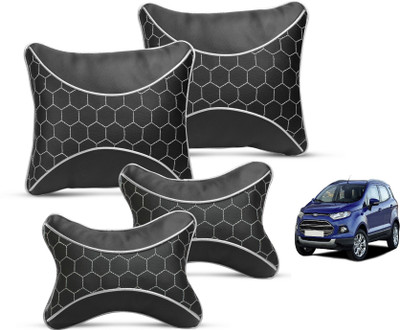 MOCKHE Black Leatherite Car Pillow Cushion for Ford(Square, Pack of 4)