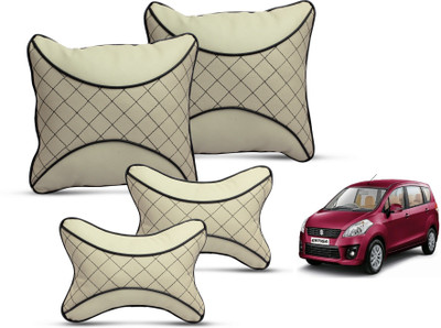 MOCKHE Beige Leatherite Car Pillow Cushion for Maruti Suzuki(Square, Pack of 4)