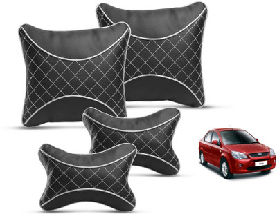MOCKHE Black Leatherite Car Pillow Cushion for Ford(Square, Pack of 4)