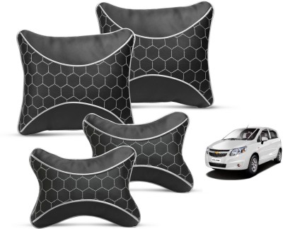 MOCKHE Black Leatherite Car Pillow Cushion for Chevrolet(Square, Pack of 4)