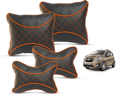 MOCKHE Red Leatherite Car Pillow Cushion for Chevrolet(Square, Pack of 4)