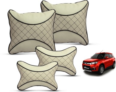 MOCKHE Beige Leatherite Car Pillow Cushion for Maruti Suzuki(Square, Pack of 4)