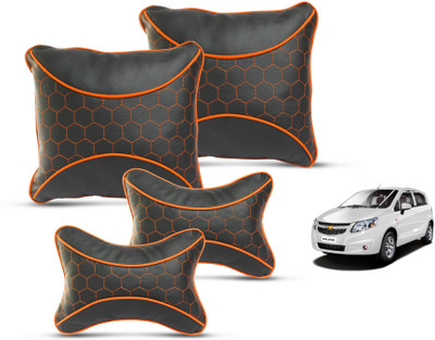 MOCKHE Red, Black Leatherite Car Pillow Cushion for Chevrolet(Square, Rectangular, Pack of 4)