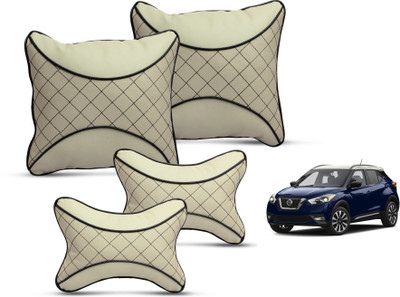 MOCKHE Beige Leatherite Car Pillow Cushion for Nissan(Square, Pack of 4)