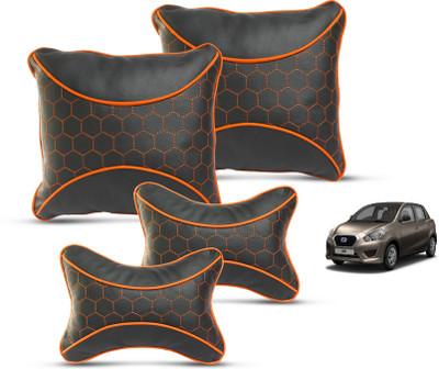 MOCKHE Red Leatherite Car Pillow Cushion for Datsun(Square, Pack of 4)
