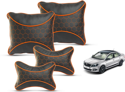 MOCKHE Red Leatherite Car Pillow Cushion for Skoda(Square, Pack of 4)
