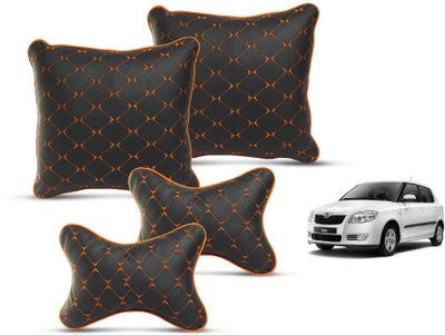 MOCKHE Multicolor Leatherite Car Pillow Cushion for Skoda(Square, Pack of 4)