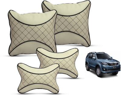 MOCKHE Beige Leatherite Car Pillow Cushion for Toyota(Square, Pack of 4)