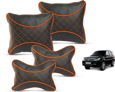 MOCKHE Red Leatherite Car Pillow Cushion for Chevrolet(Square, Pack of 4)
