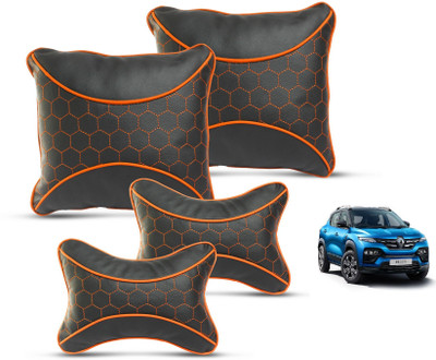MOCKHE Red Leatherite Car Pillow Cushion for Renault(Square, Pack of 4)