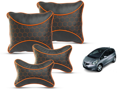 MOCKHE Red, Black Leatherite Car Pillow Cushion for Honda(Square, Pack of 4)