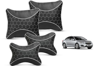 AUTYLE Black Leatherite Car Pillow Cushion for Chevrolet(Square, Pack of 4)