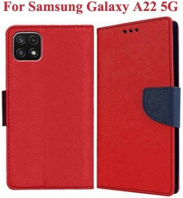 Aarov Flip Cover for Samsung Galaxy A22 5G(Red, Dual Protection, Pack of: 1)